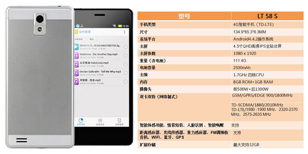 奥乐LT58S智能手机